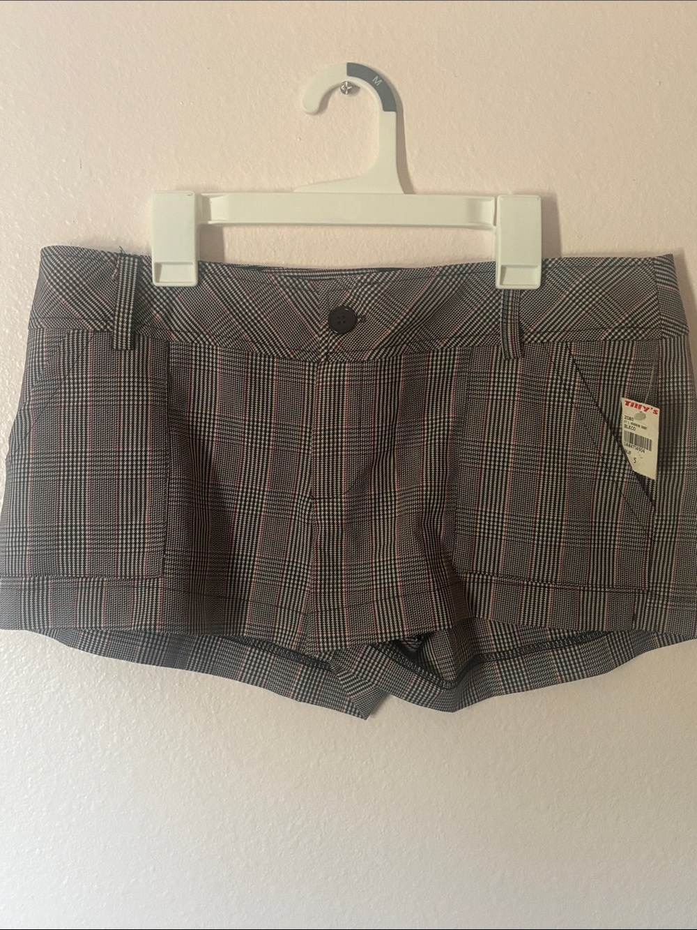 Full Tilt Woman’s Gray Plaid Low Rise Mini Shorts, Size 5, NWT
